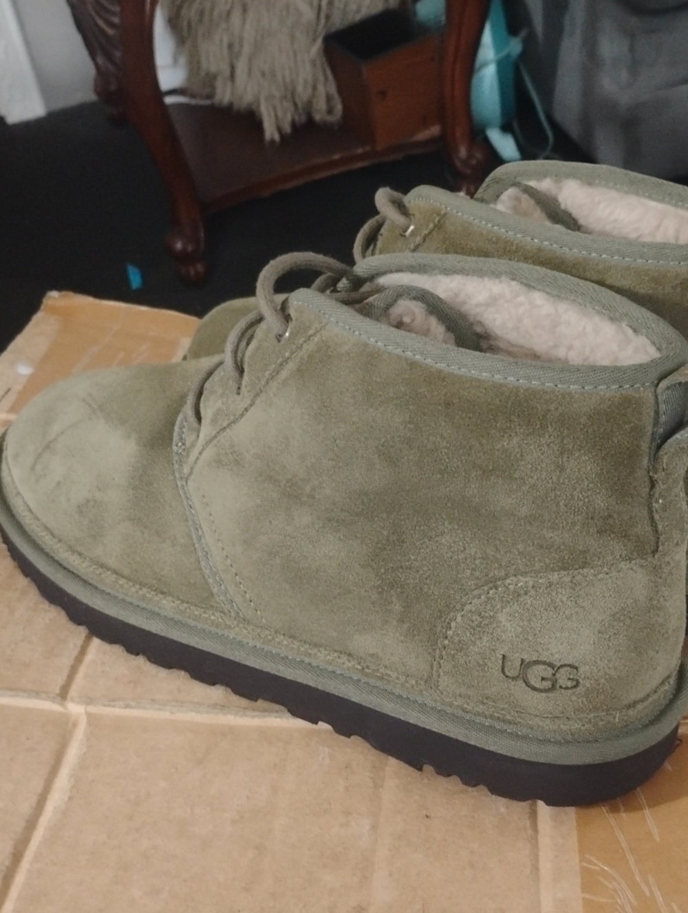UGG Olive Green Suede Neumel Boots